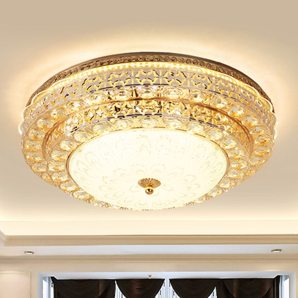 水晶吸顶灯奢华大气客厅灯温馨卧室过道走廊楼梯灯圆形LED房间灯