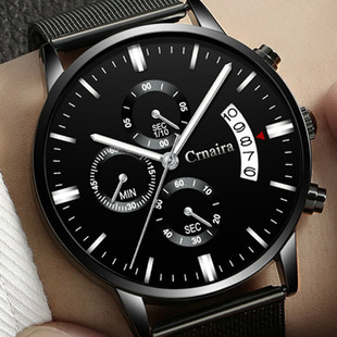 名牌计时三眼石英腕表潮流休闲运动男表多功能 手表男款 正品 男士