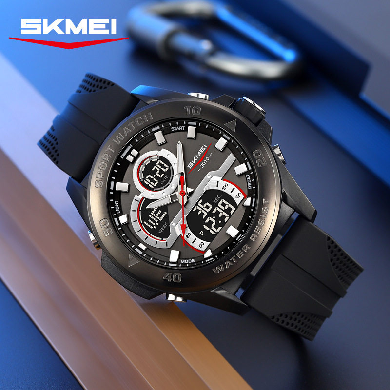 时刻美时尚跨境双显三时间电子表