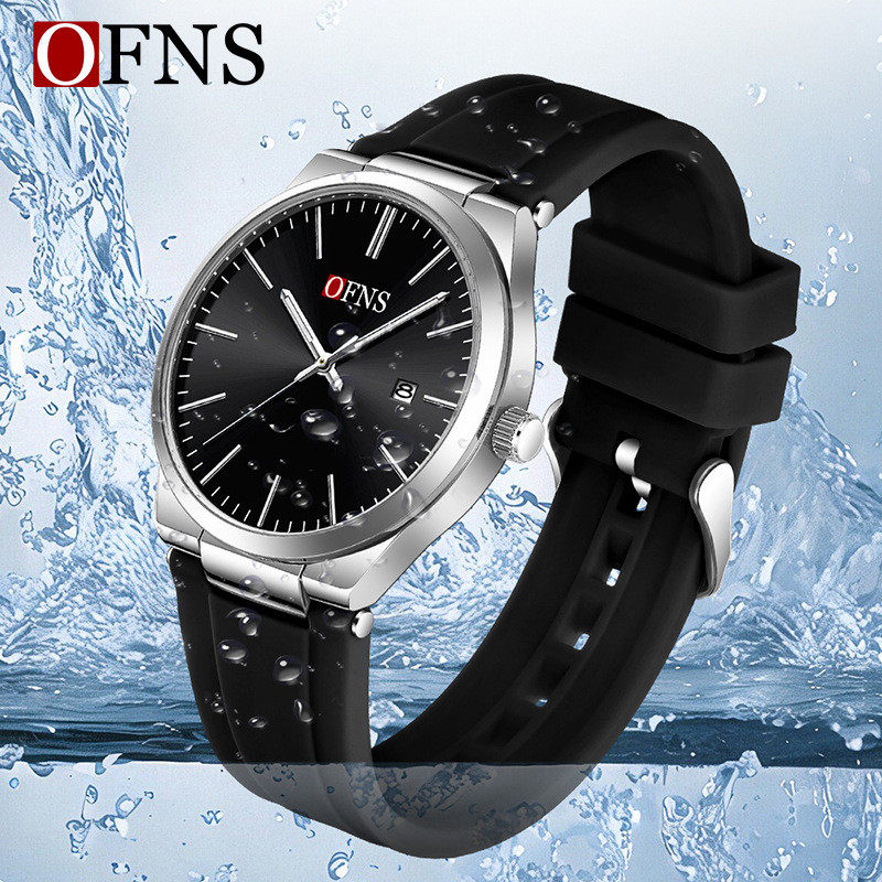 OFNS十大品牌石英表男士休闲大表盘防水腕表夜光条钉指针学生手表