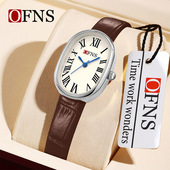 欧范尼时ofns学生轻奢皮带防水女士手表简约复古学生石英休闲腕表