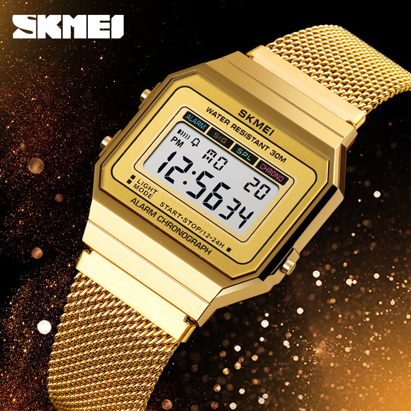 时刻美青少年潮流方形小金表男士