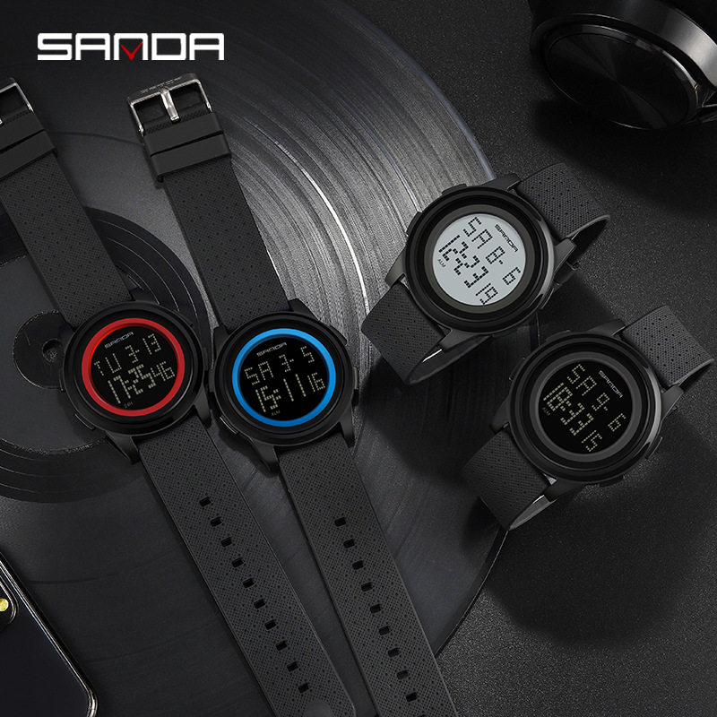 SANDA/三达时尚男士手表女士多功能休闲户外运动学生电子表超薄潮