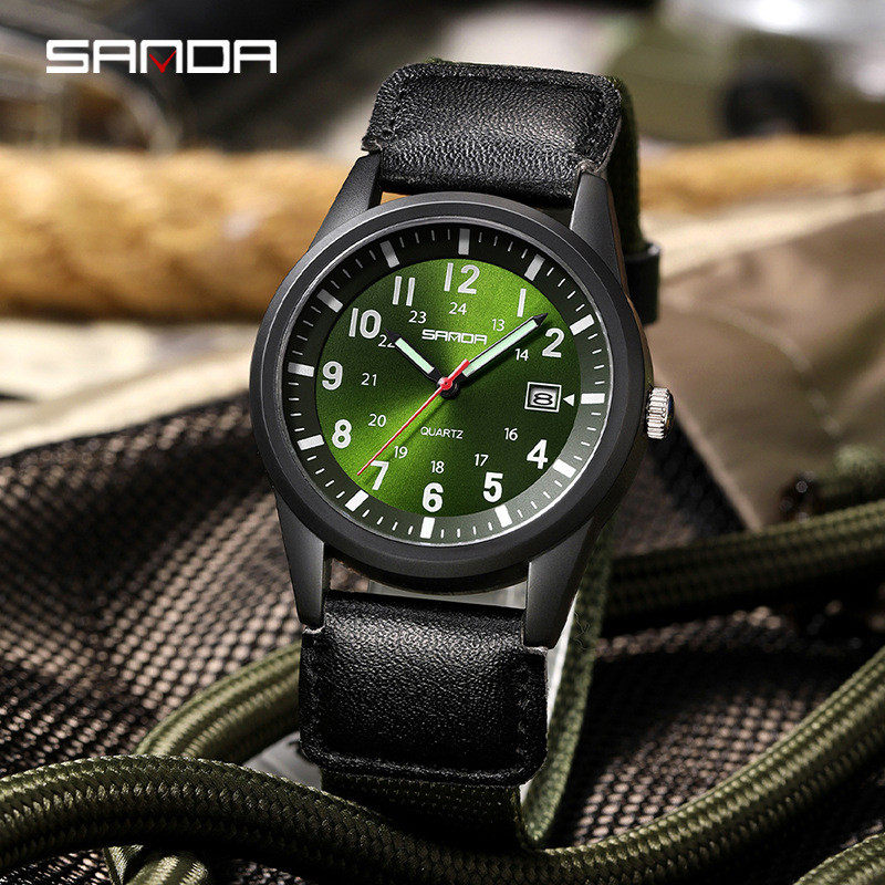 三达户外运动男表尼龙带日历防水数字腕表太阳纹休闲学生手表男士