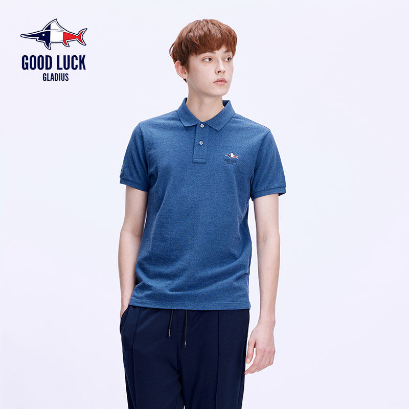 蓝鲨短袖纯棉polo衫男青年2023夏季新款时尚简约翻领t恤fy3b620