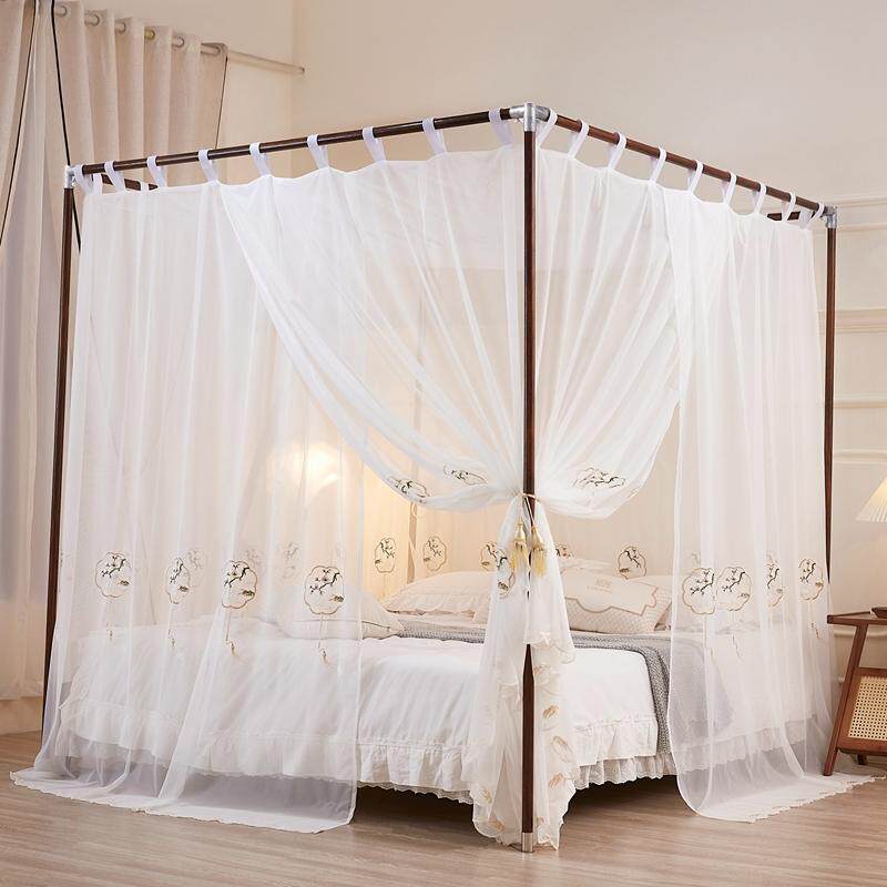 高端魔术贴A类新款实木支架穿杆宫廷蚊帐子婚庆民宿床幔中式1.8