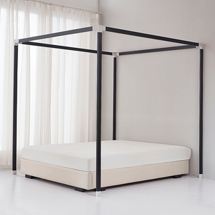 高档实木头床单独买卖蚊帐支架方形婚庆不锈钢床幔框架四柱子民宿