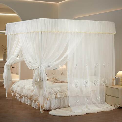 A类新中式床幔1.8实木支架蚊帐