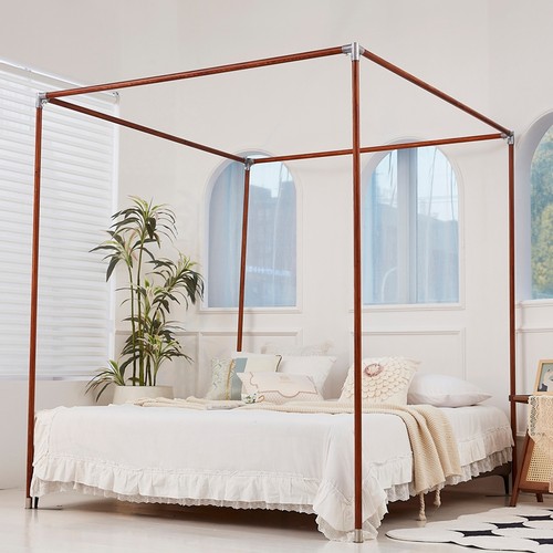 蚊帐支架实木床幔木头户外茶寮