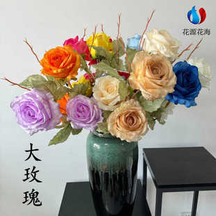 婚庆仿真花2头安娜玫瑰婚礼背景墙布景插花路引布置绢花摄影道具