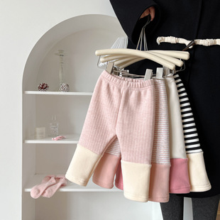 婴儿加绒打底裤男女宝宝拼色保暖百搭长裤儿童裤子加厚保暖休闲裤