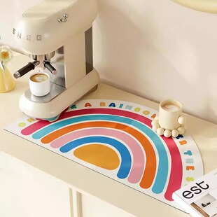 新款厨房台面沥水垫彩虹治愈柔软吸水垫速干易清洁餐桌碗碟杯垫子