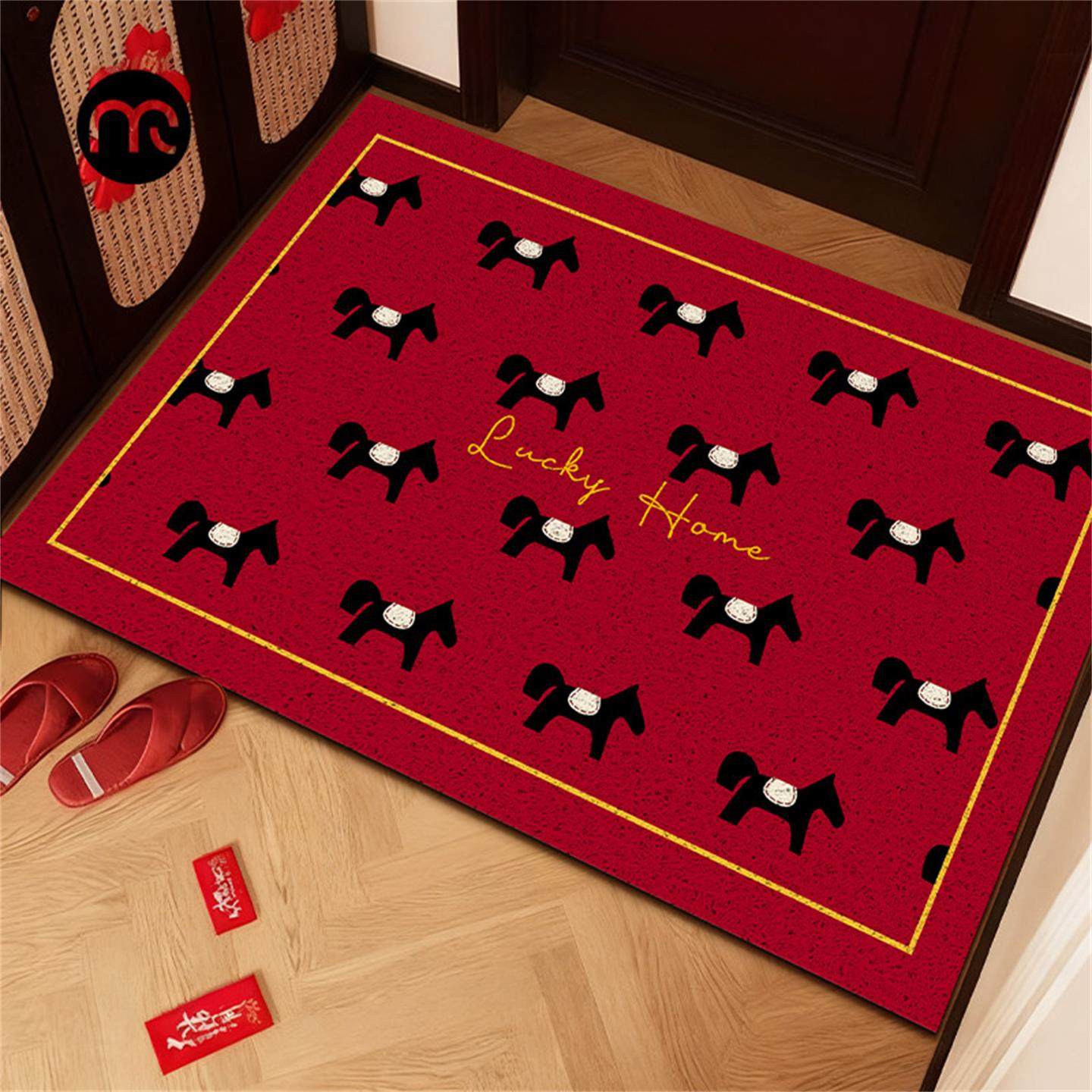 2026马年地垫入户门地垫新年红色喜庆家用防滑可裁剪丝圈脚垫天津,居家布艺,入户地垫,淘宝优惠券,粉丝福利购,淘宝优惠卷