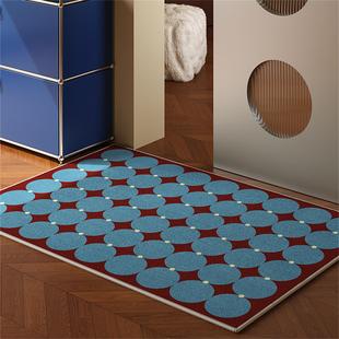 入户门地垫蓝色中古包豪斯高级家用进门口蹭土防滑可裁剪地毯天津