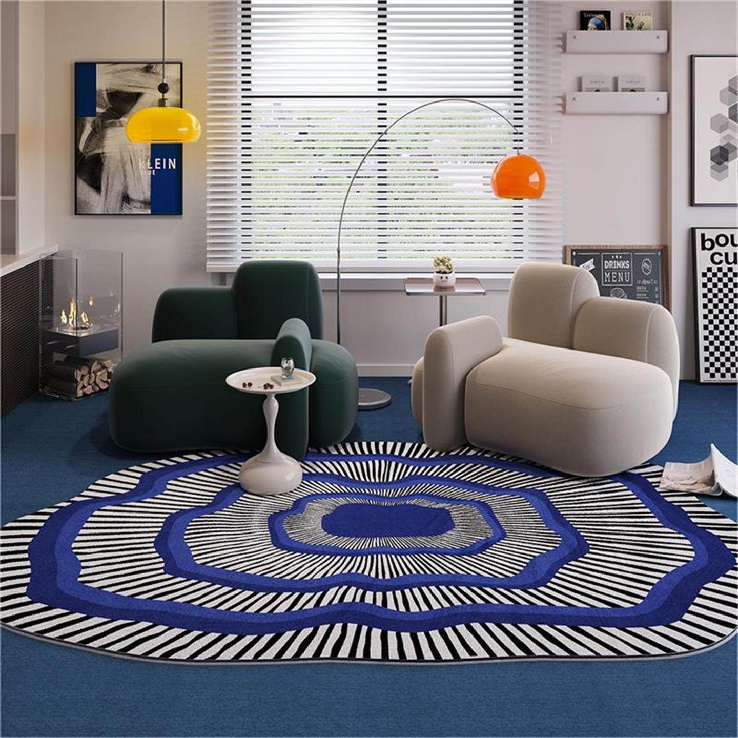 异形蓝色地毯客厅高级感中古风不规则沙发卧室床边加厚地垫天津,居家布艺,地毯,淘宝优惠券,粉丝福利购,淘宝优惠卷