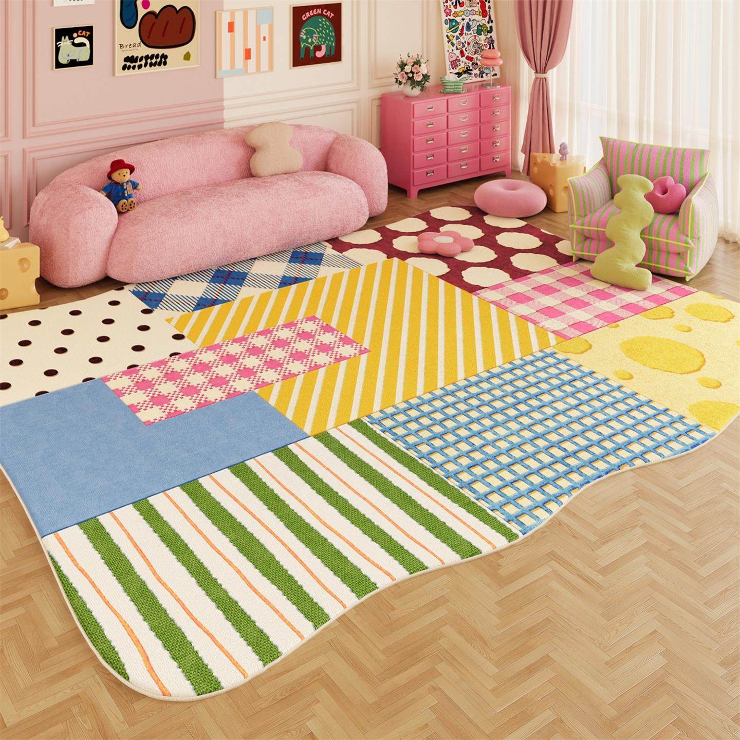 彩色多巴胺异形地毯客厅沙发不规则垫子儿童房卧室大面积全铺地垫,居家布艺,地毯,淘宝优惠券,粉丝福利购,淘宝优惠卷