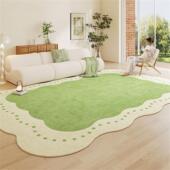 绿色客厅地毯奶油风沙发茶几地垫卧室床边毯2025新款 定制天津地毯