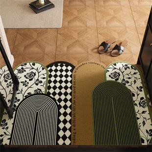 中古风入户门地垫复古绿色室外进门门口地毯家用防滑蹭土丝圈脚垫