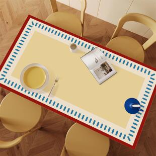 长方形皮革餐桌垫防水防油氛围感桌垫多巴胺防烫茶几台面桌布天津