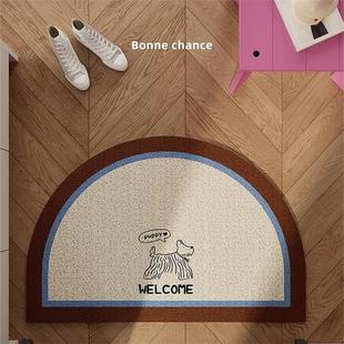 美拉德入户门地垫中古风丝圈防滑脚垫进门玄关门厅半圆形除尘地毯