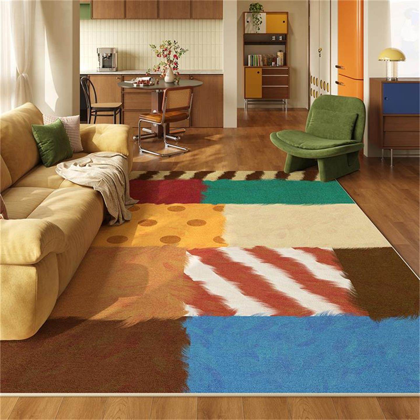 复古风客厅地毯高级感多巴胺彩色格子可定制沙发卧室加厚地垫天津,居家布艺,地毯,淘宝优惠券,粉丝福利购,淘宝优惠卷