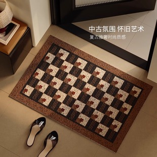 2025新款 中古风丝圈入户门地垫高级感进门脚垫门口防滑地毯可裁剪