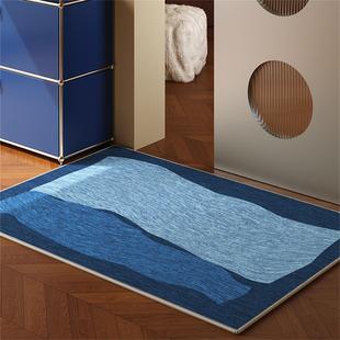 蓝色入户门地垫中古包豪斯高级进门口脚垫2026新款蹭土防滑地毯