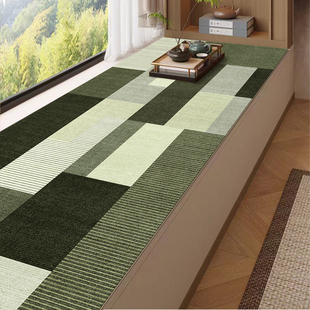 中古风绿色飘窗垫窗台隔凉垫复古卧室阳台长条形加厚防滑垫子天津