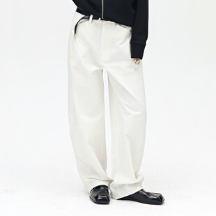 【董洁同款】oneup白色裤子弯刀裤女夏薄款长裤香蕉裤阔腿休闲 裤