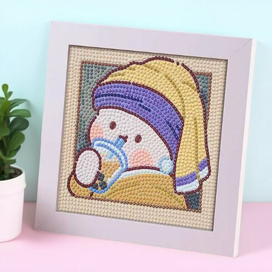 新款钻石画摆台小富婆钻石贴画珍珠耳环女孩贴钻画DIY手工礼物