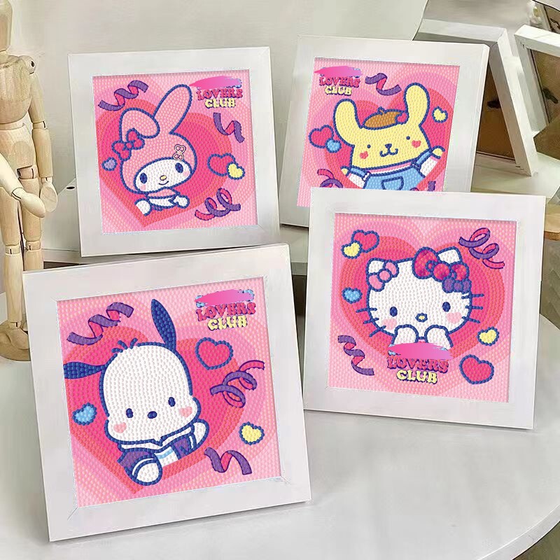 diy新款木框钻石画儿童贴钻画酷洛米女孩手工钻石贴摆台装饰画