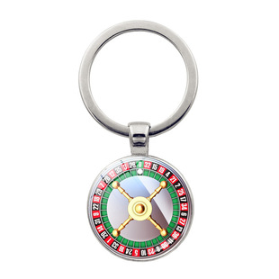赌桌轮盘钥匙扣挂件小礼品时光宝石合金吊坠爆款小商品纪念品