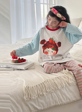 法国Anseola春季睡衣初中生女孩2026新款儿童春秋长袖公主套装家