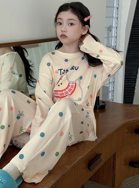 法国Anseola儿童睡衣女孩春秋空调服2026新款女童春季家居服网红