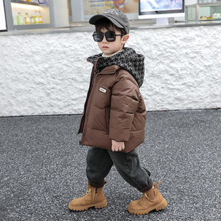 男童羽绒服冬季24新款痞帅小童秋冬装儿童白鸭绒男孩宝宝炸街外套