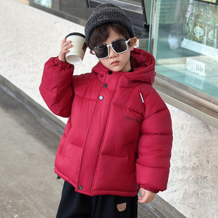 法国Anseola男童羽绒棉服冬季25新款儿童红色过年服男宝棉袄外套