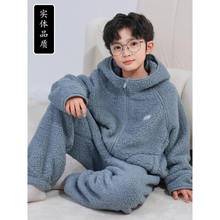 法国Uamtor儿童秋冬季款睡衣2025新款青少年家居服套装加厚洋气潮