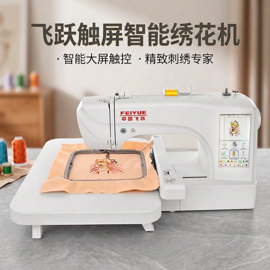飞跃家用电脑绣花机大范围feiyue 刺绣机单针台式FY660绣花绣名字