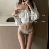 女中腰镂空细腰花边网纱三角裤 「SHU」御姐腰媚 性感辣妹蕾丝内裤