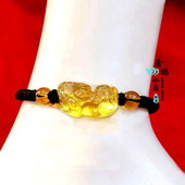 紫水晶黄水晶招财貔貅手工编织红绳手链女男士 一钱貔貅 情侣款
