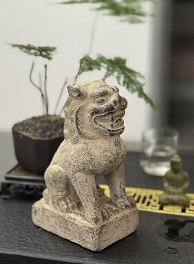 庭院石雕复古雕刻狮子做旧石雕