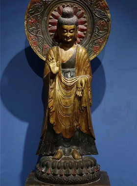 石雕仿古圆雕佛像彩绘