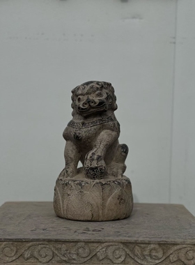 石雕仿古复古青石小狮子瑞兽案头狮摆件做旧摆放饭店公司家居招财