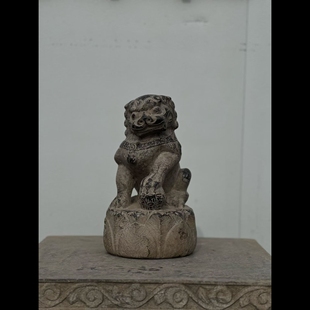 石雕仿古复古青石小狮子瑞兽案头狮摆件做旧摆放饭店公司家居招财