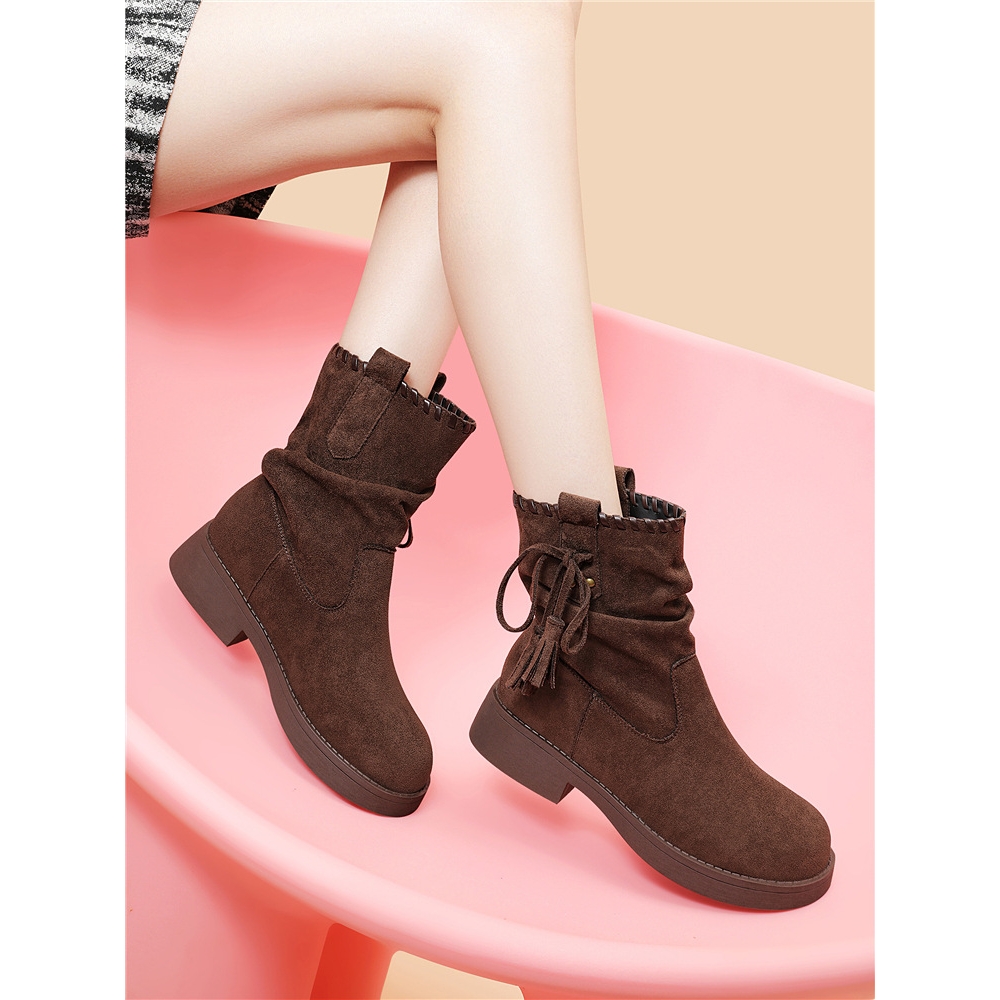 复古废土风长筒靴女2025秋冬新款新疆旅游西部牛仔靴不过膝骑士靴