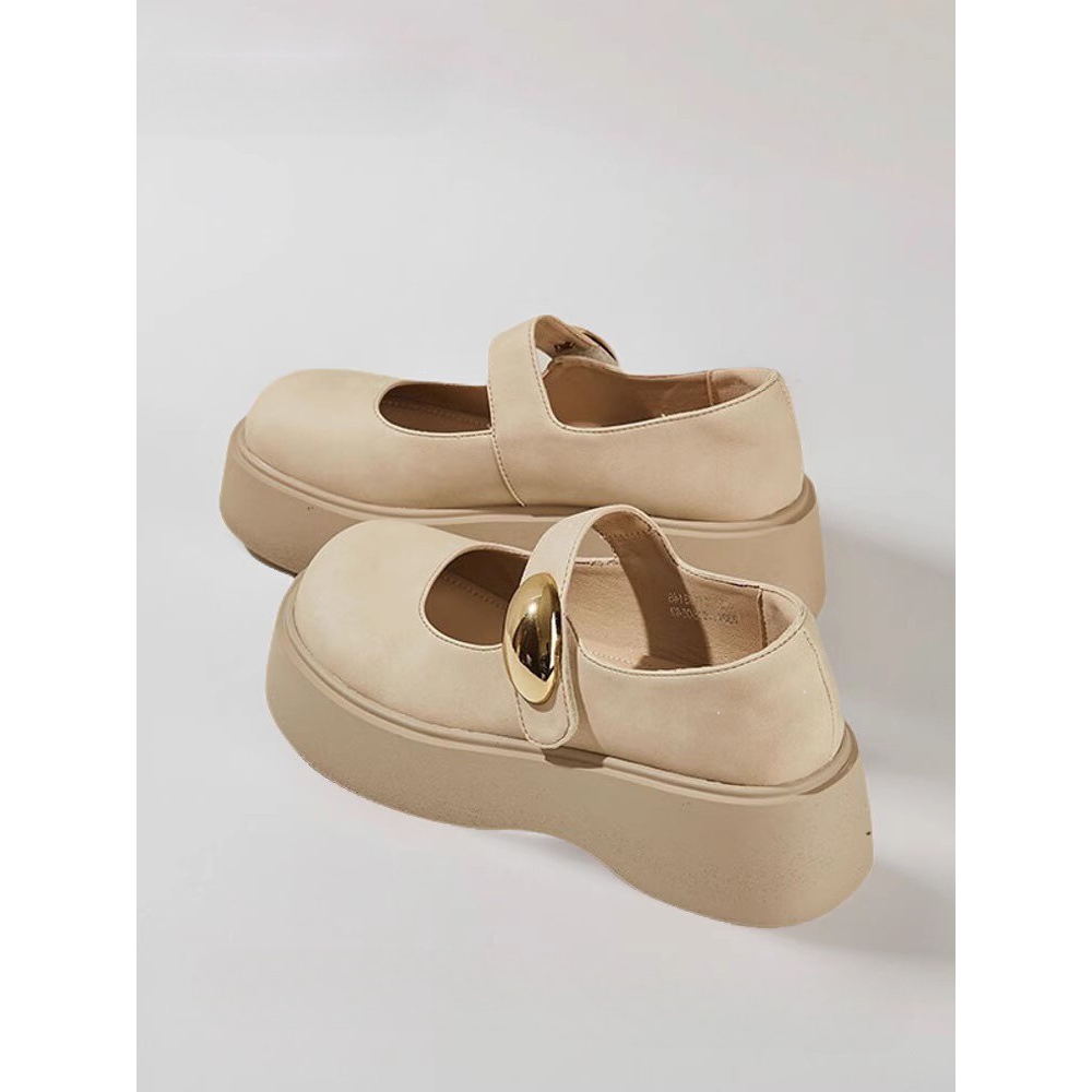 厚底玛丽珍小皮鞋女2025秋季新款百搭增高法式复古浅口单鞋