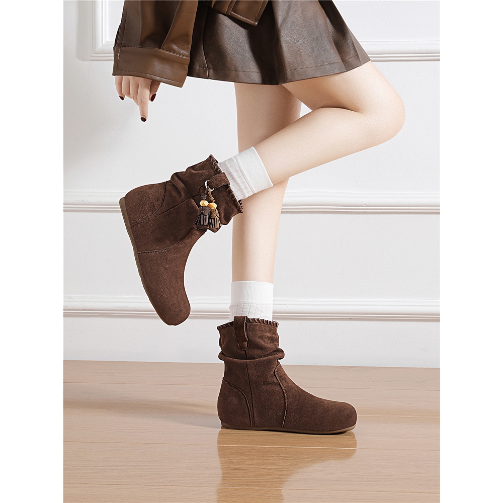 复古内增高勃肯短靴子女2025秋季新款西部牛仔靴显瘦推推靴马丁靴