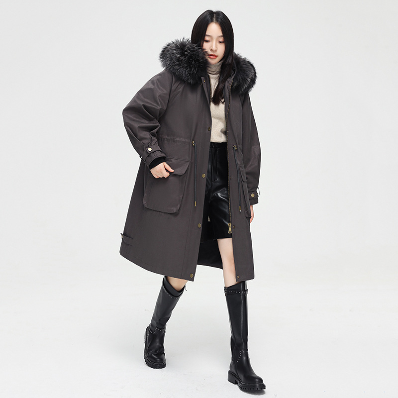 皮草外套新款2025爆款秋冬海宁獭兔毛内胆可拆卸派克服大衣女长款