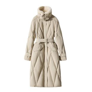 风衣款鹅绒服长款 高端95白鹅绒大毛领獭兔毛领羽绒服加厚外套冬