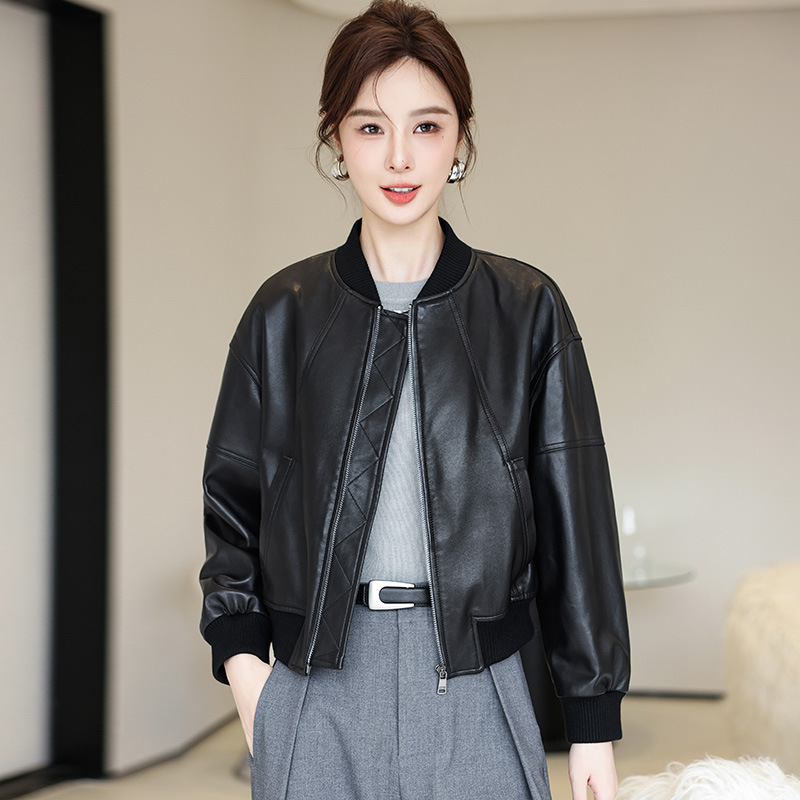 真皮皮衣棒球服女2025春秋新款